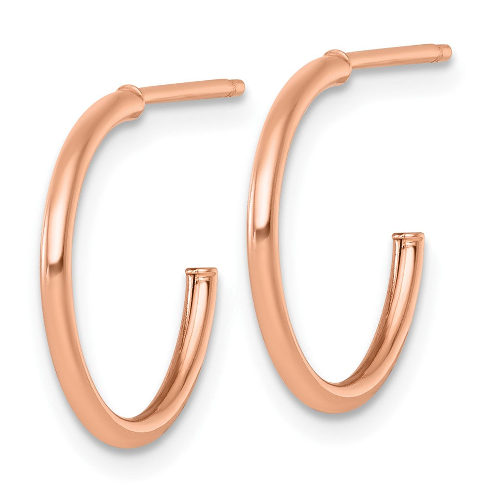 14K Rose Gold 1.5 X 16mm Polished Post Hoop Earrings
