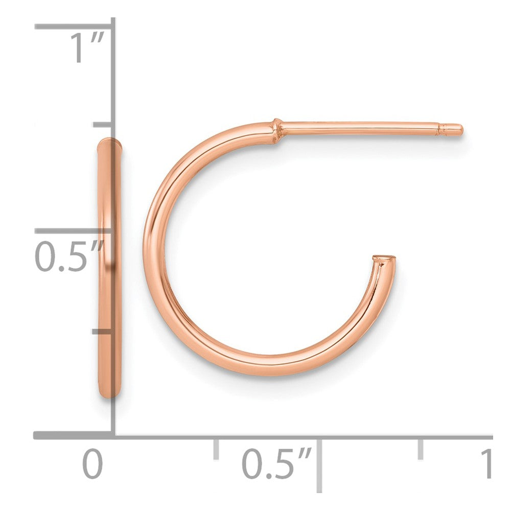 14K Rose Gold 1.5 X 16mm Polished Post Hoop Earrings
