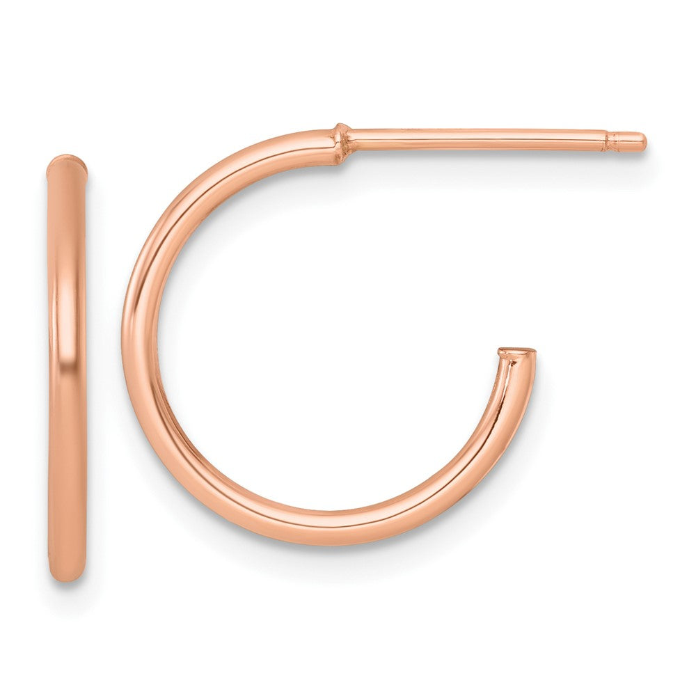 14K Rose Gold 1.5 X 16mm Polished Post Hoop Earrings