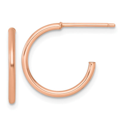 14K Rose Gold 1.5 X 16mm Polished Post Hoop Earrings