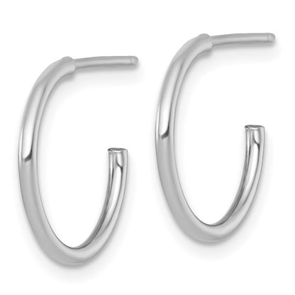 14K White Gold 1.5 X 16mm Polished Post Hoop Earrings