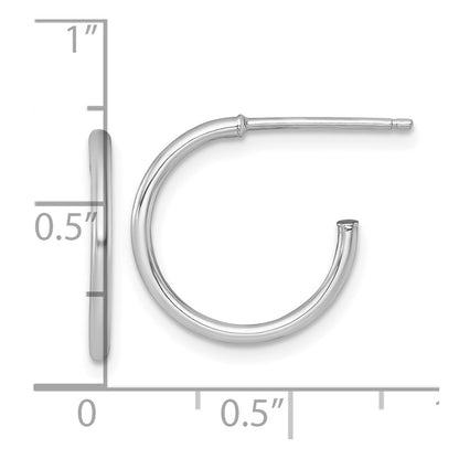 14K White Gold 1.5 X 16mm Polished Post Hoop Earrings
