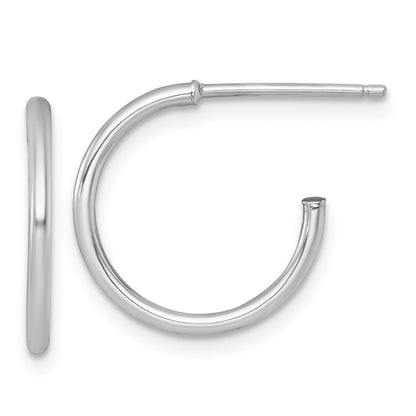 14K White Gold 1.5 X 16mm Polished Post Hoop Earrings