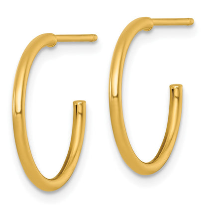 14K Yellow Gold 1.5 X 18mm Polished Post Hoop Earrings