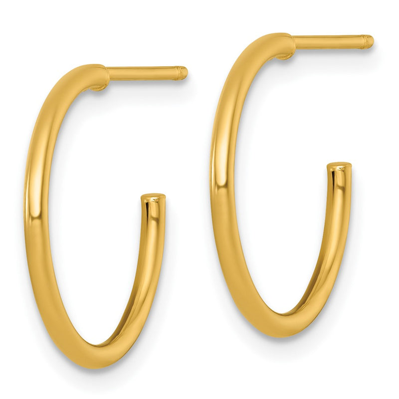 14K Yellow Gold 1.5 X 18mm Polished Post Hoop Earrings