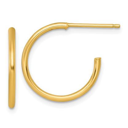 14K Yellow Gold 1.5 X 18mm Polished Post Hoop Earrings
