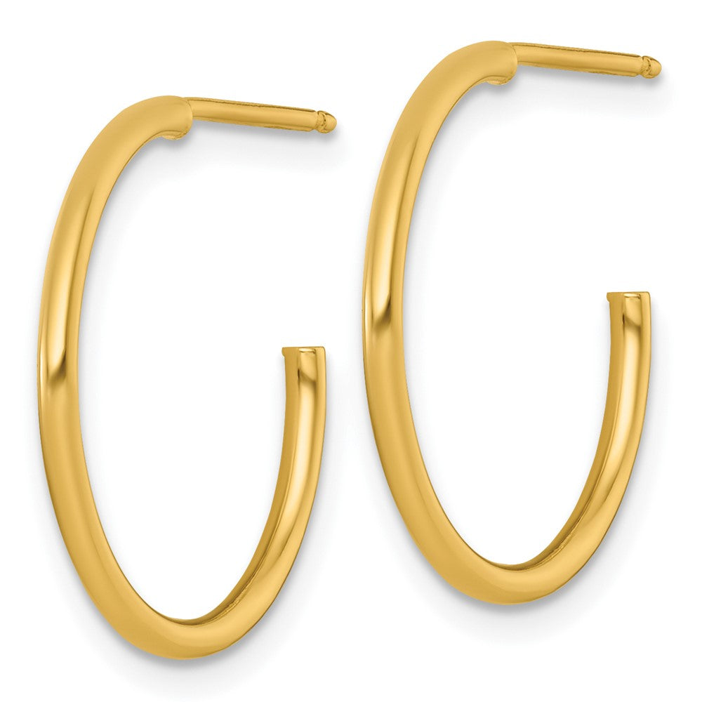 14K Yellow Gold 1.5 X 20mm Polished Post Hoop Earrings