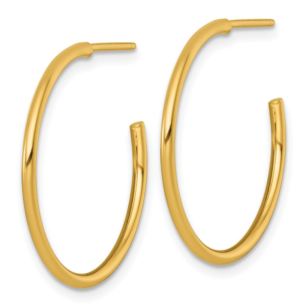 14K Yellow Gold 1.5 X 25mm Polished Post Hoop Earrings