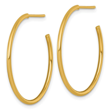14K Yellow Gold 1.5 X 30mm Polished Post Hoop Earrings