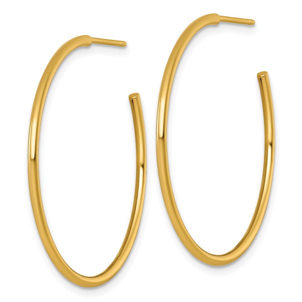 14K Yellow Gold 1.5 X 35mm Polished Post Hoop Earrings