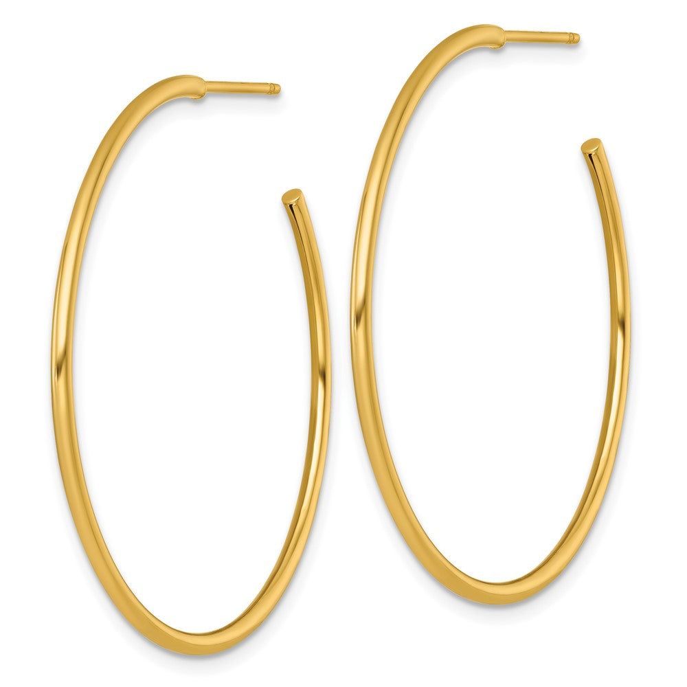 14K Yellow Gold 1.5 X 40mm Polished Post Hoop Earrings