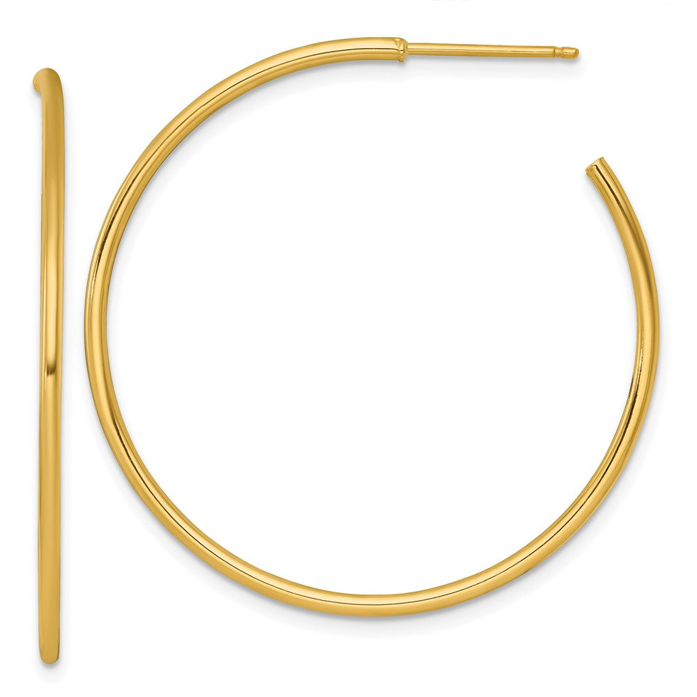 14K Yellow Gold 1.5 X 40mm Polished Post Hoop Earrings