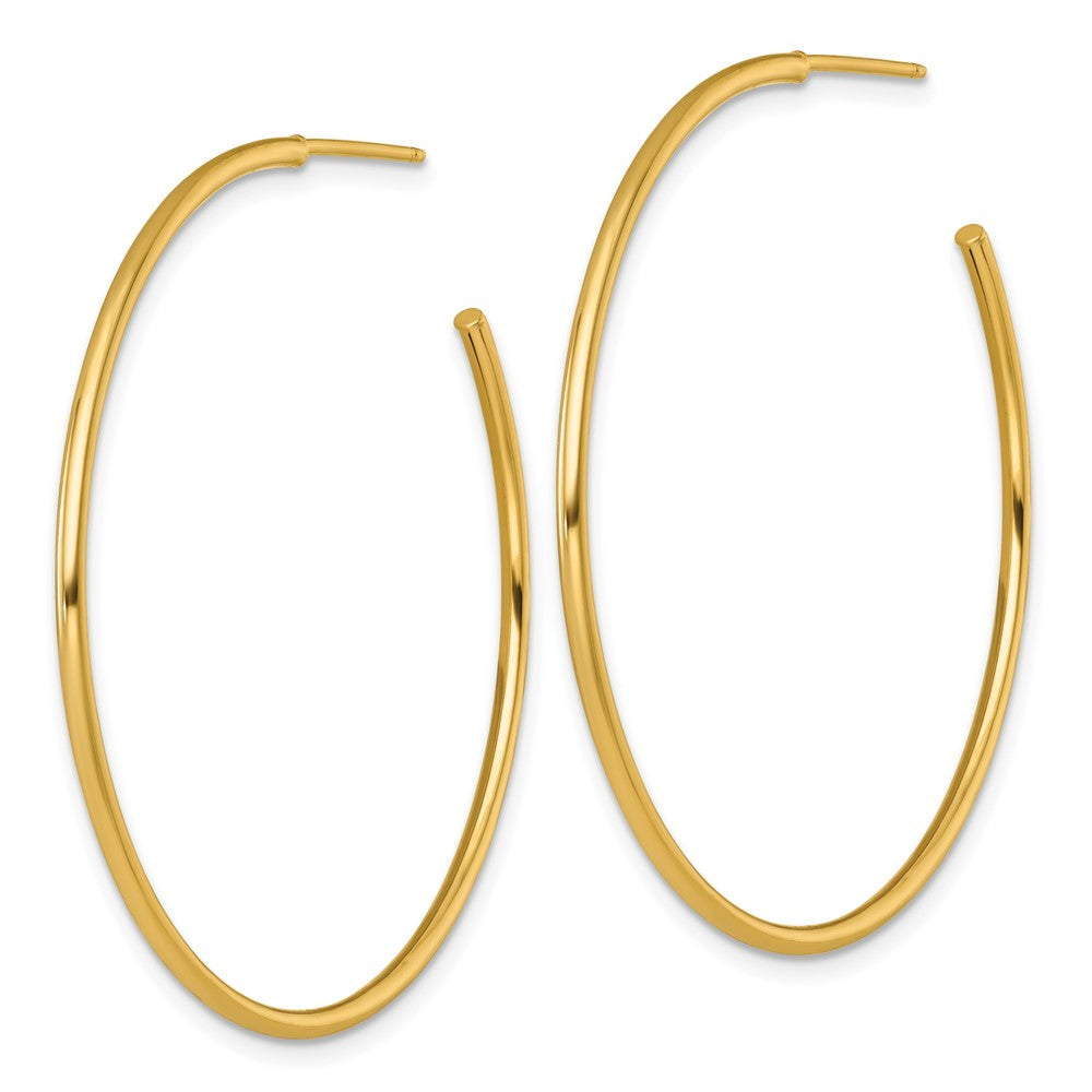 14K Yellow Gold 1.5 X 45mm Polished Post Hoop Earrings