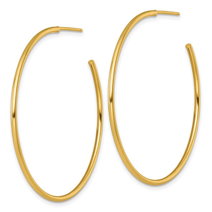 14K Yellow Gold 1.5 X 45mm Polished Post Hoop Earrings