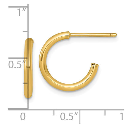 14K Yellow Gold 2.0 X 15mm Polished Post Hoop Earrings