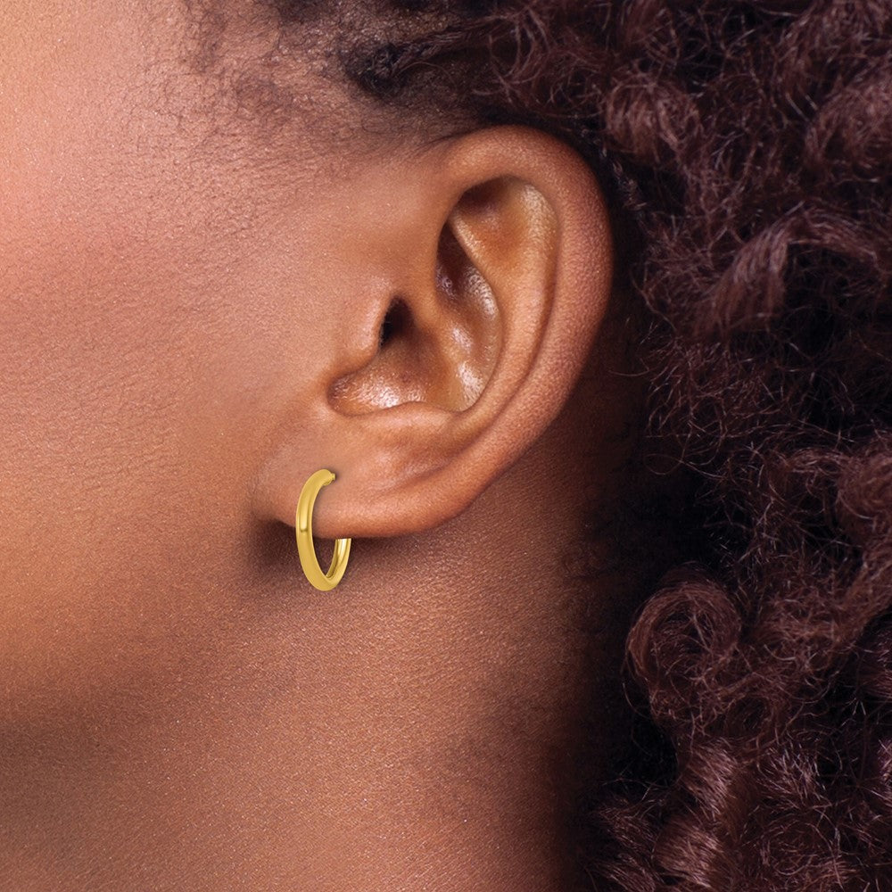 14K Yellow Gold 2.0 X 15mm Polished Post Hoop Earrings