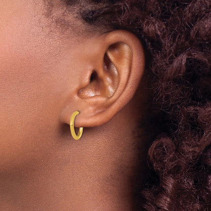 14K Yellow Gold 2.0 X 15mm Polished Post Hoop Earrings