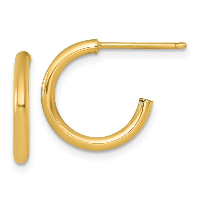 14K Yellow Gold 2.0 X 15mm Polished Post Hoop Earrings