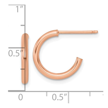 14K Rose Gold 2.0 X 15mm Polished Post Hoop Earrings