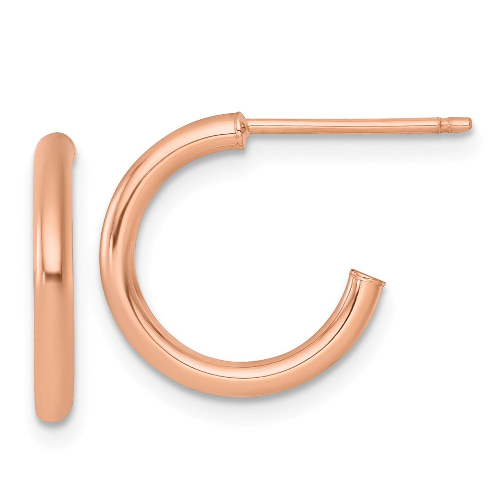 14K Rose Gold 2.0 X 15mm Polished Post Hoop Earrings