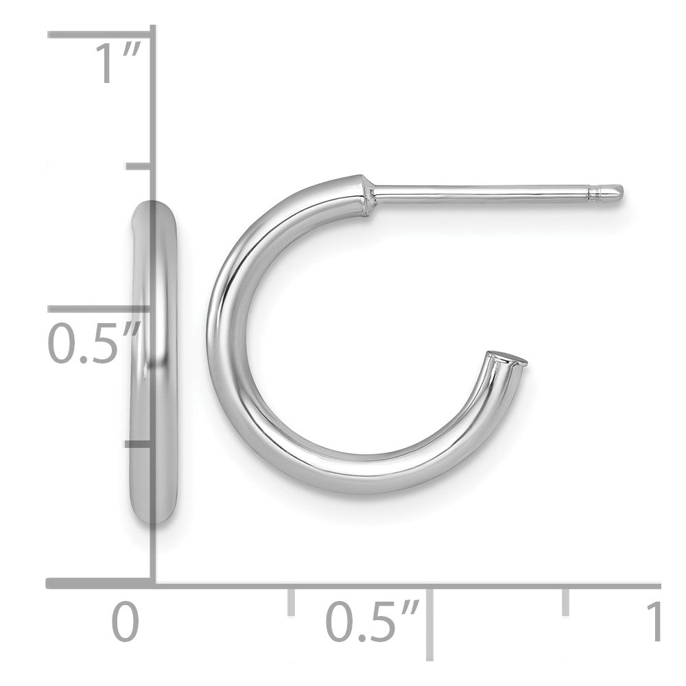 14K White Gold 2.0 X 15mm Polished Post Hoop Earrings