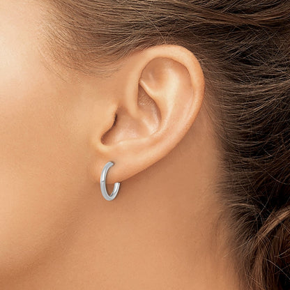 14K White Gold 2.0 X 15mm Polished Post Hoop Earrings