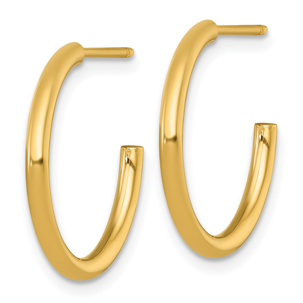 14K Yellow Gold 2.0 X 20mm Polished Post Hoop Earrings