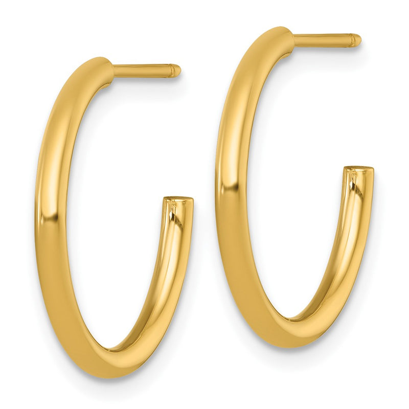 14K Yellow Gold 2.0 X 20mm Polished Post Hoop Earrings