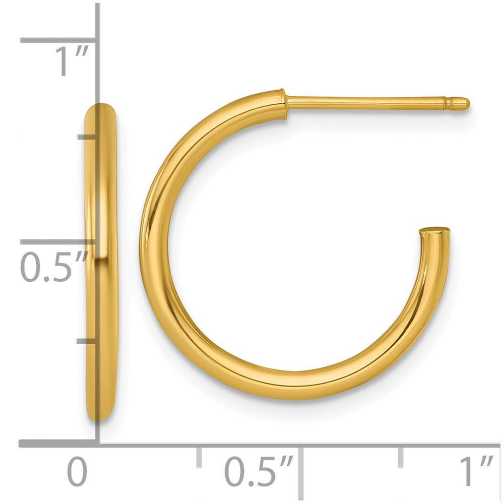 14K Yellow Gold 2.0 X 20mm Polished Post Hoop Earrings