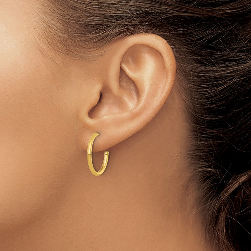 14K Yellow Gold 2.0 X 20mm Polished Post Hoop Earrings