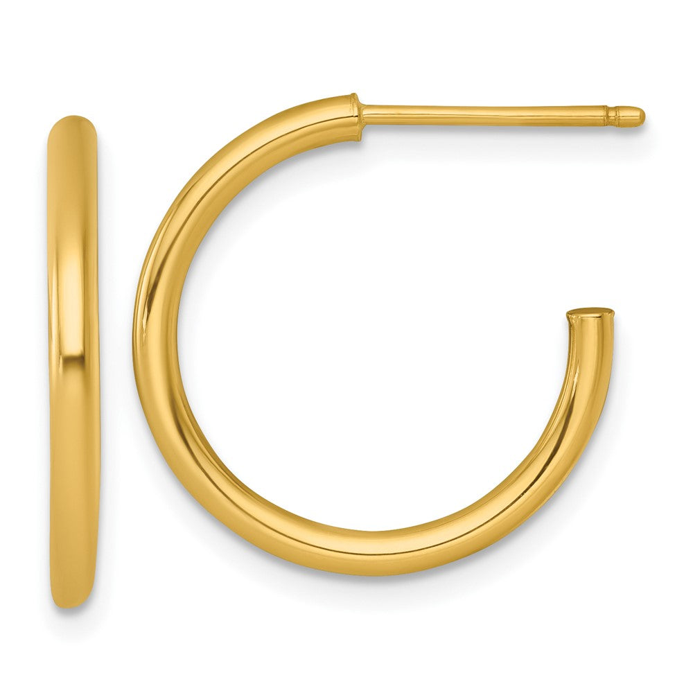 14K Yellow Gold 2.0 X 20mm Polished Post Hoop Earrings