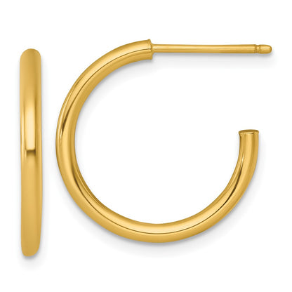 14K Yellow Gold 2.0 X 20mm Polished Post Hoop Earrings