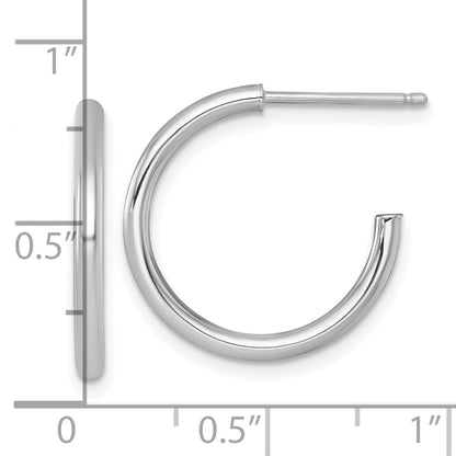 14K White Gold 2.0 X 20mm Polished Post Hoop Earrings