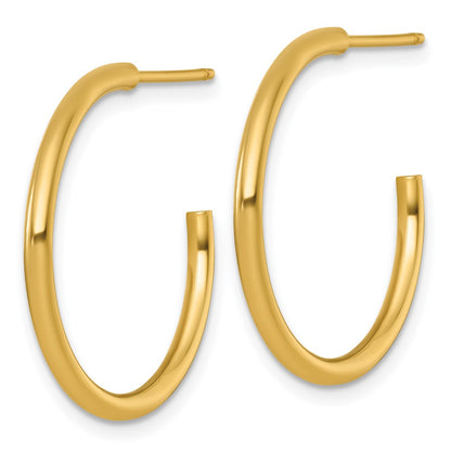 14K Yellow Gold 2.0 X 25mm Polished Post Hoop Earrings