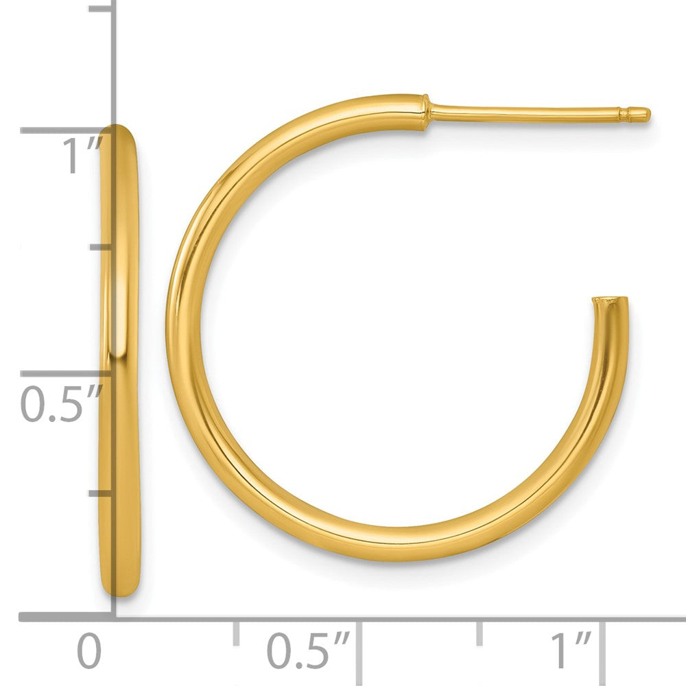 14K Yellow Gold 2.0 X 25mm Polished Post Hoop Earrings