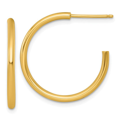 14K Yellow Gold 2.0 X 25mm Polished Post Hoop Earrings