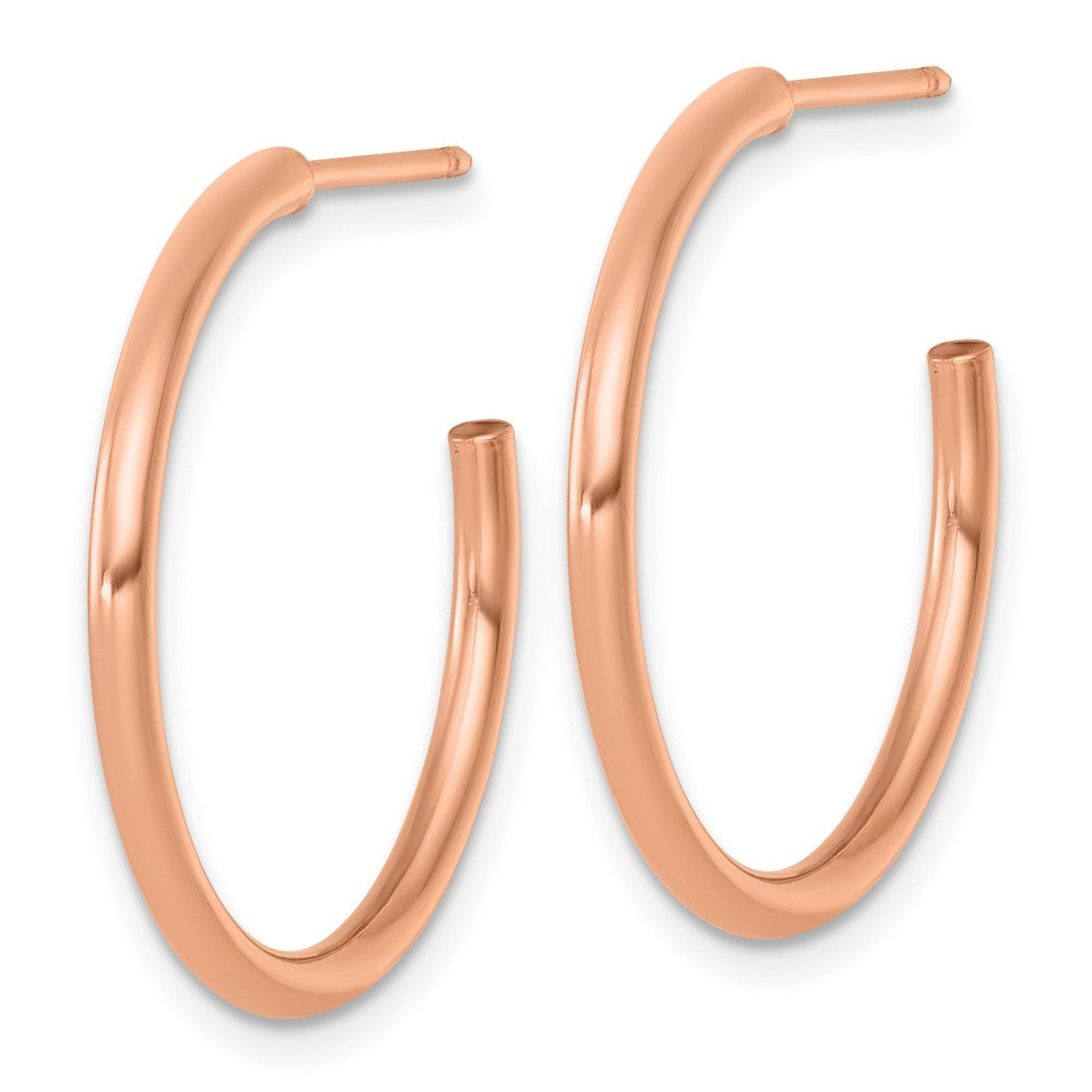 14K Rose Gold 2.0 X 25mm Polished Post Hoop Earrings