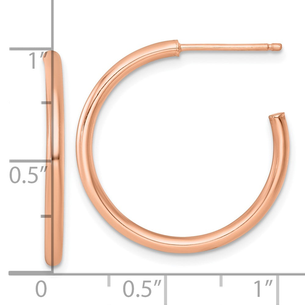 14K Rose Gold 2.0 X 25mm Polished Post Hoop Earrings