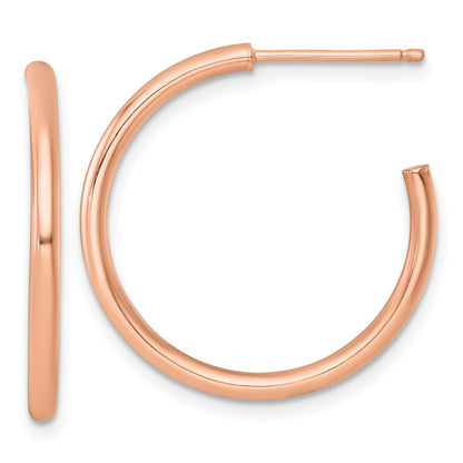 14K Rose Gold 2.0 X 25mm Polished Post Hoop Earrings