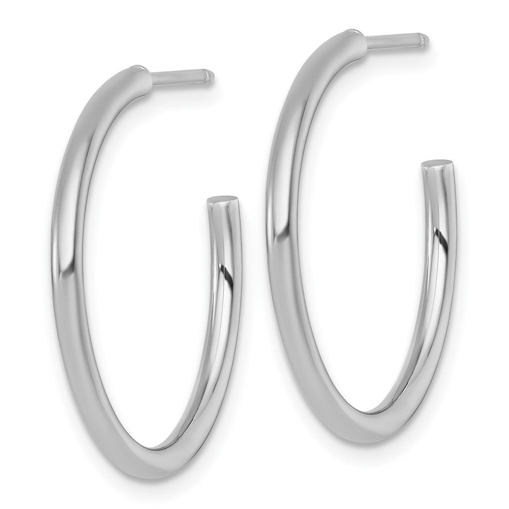 14K White Gold 2.0 X 25mm Polished Post Hoop Earrings