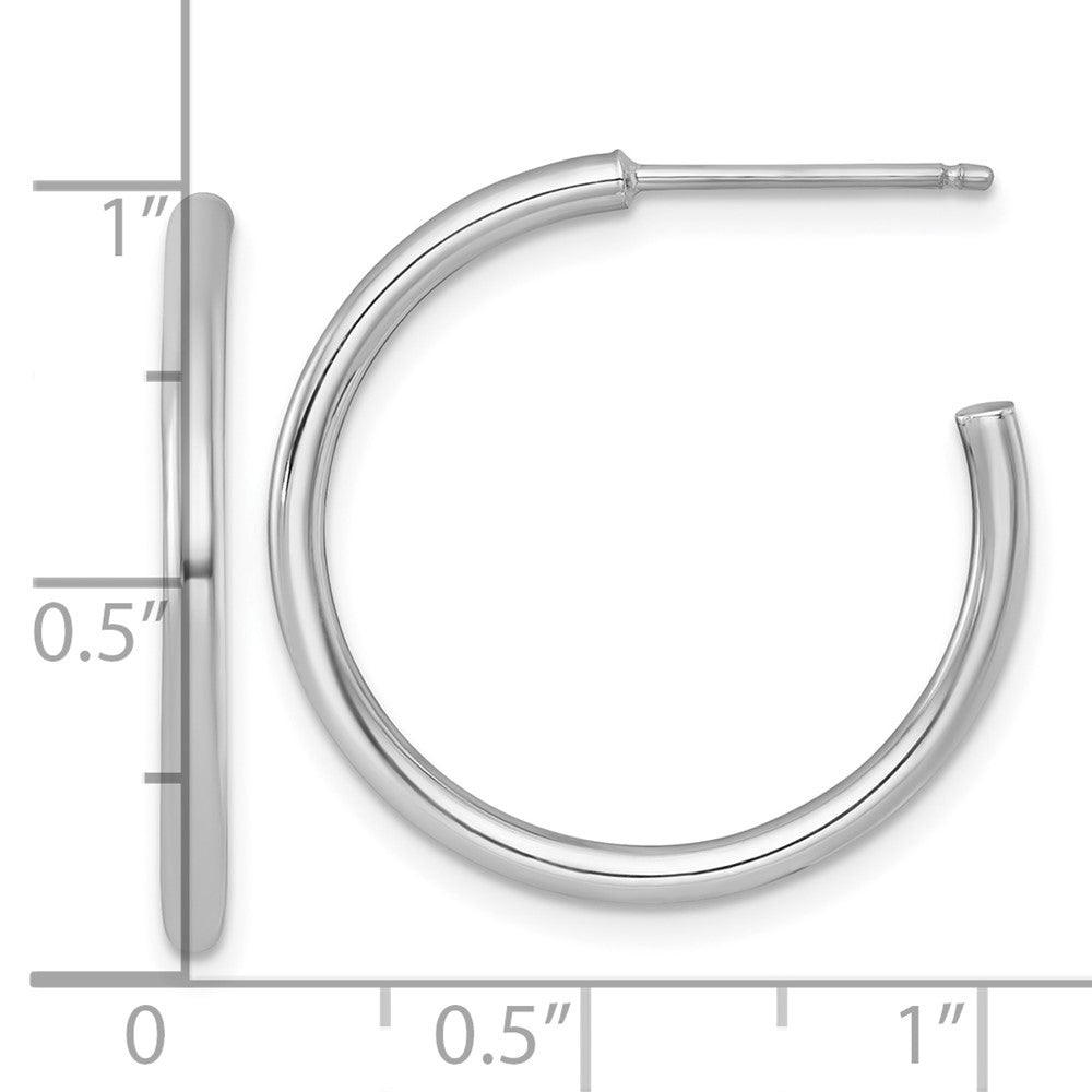 14K White Gold 2.0 X 25mm Polished Post Hoop Earrings