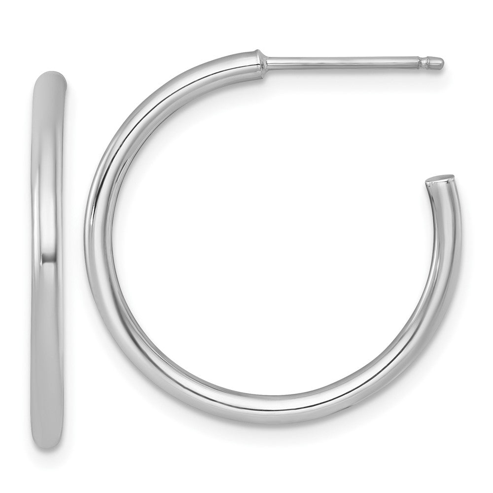 14K White Gold 2.0 X 25mm Polished Post Hoop Earrings