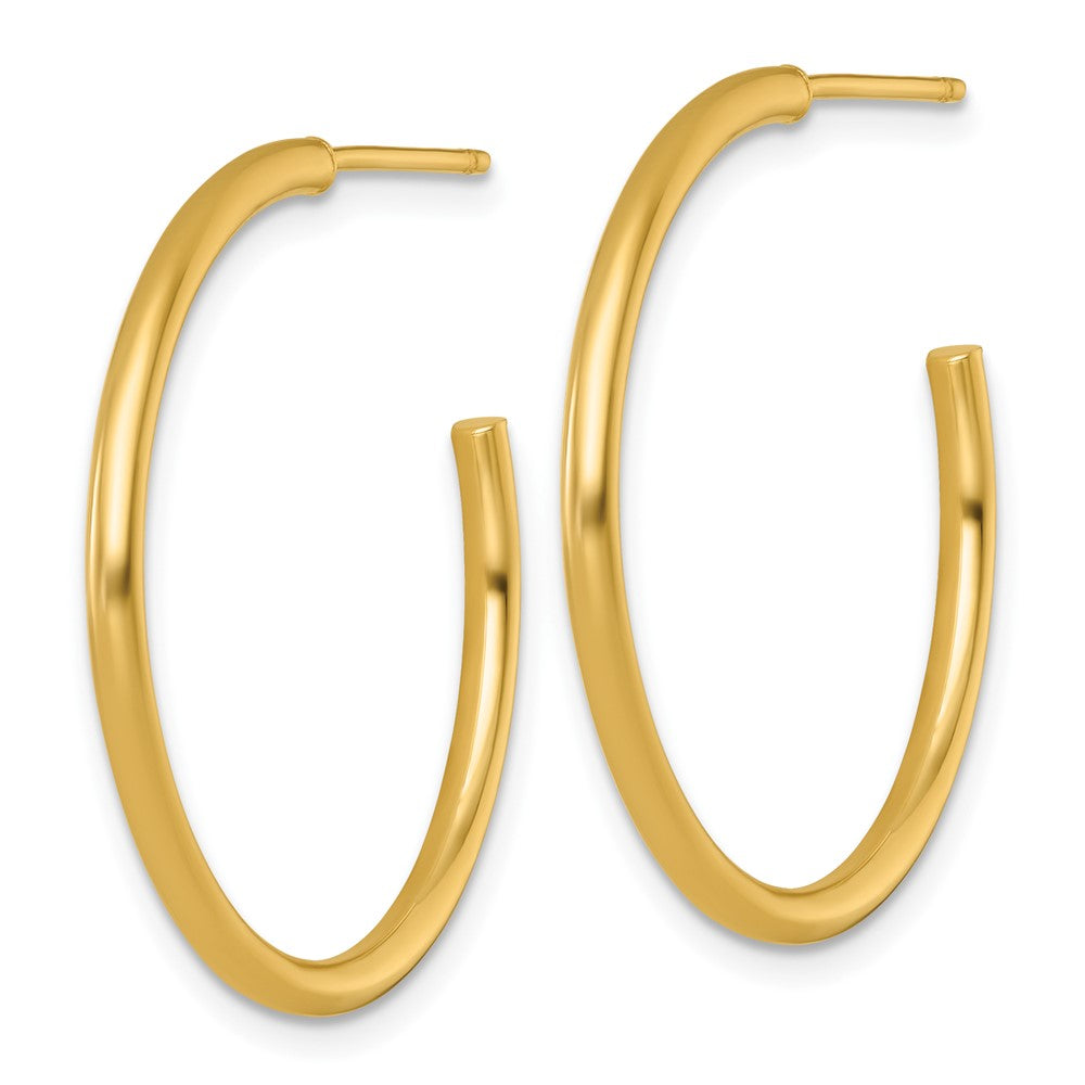 14K Yellow Gold 2.0 X 30mm Polished Post Hoop Earrings