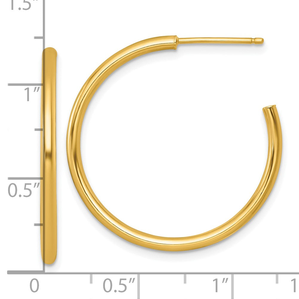 14K Yellow Gold 2.0 X 30mm Polished Post Hoop Earrings