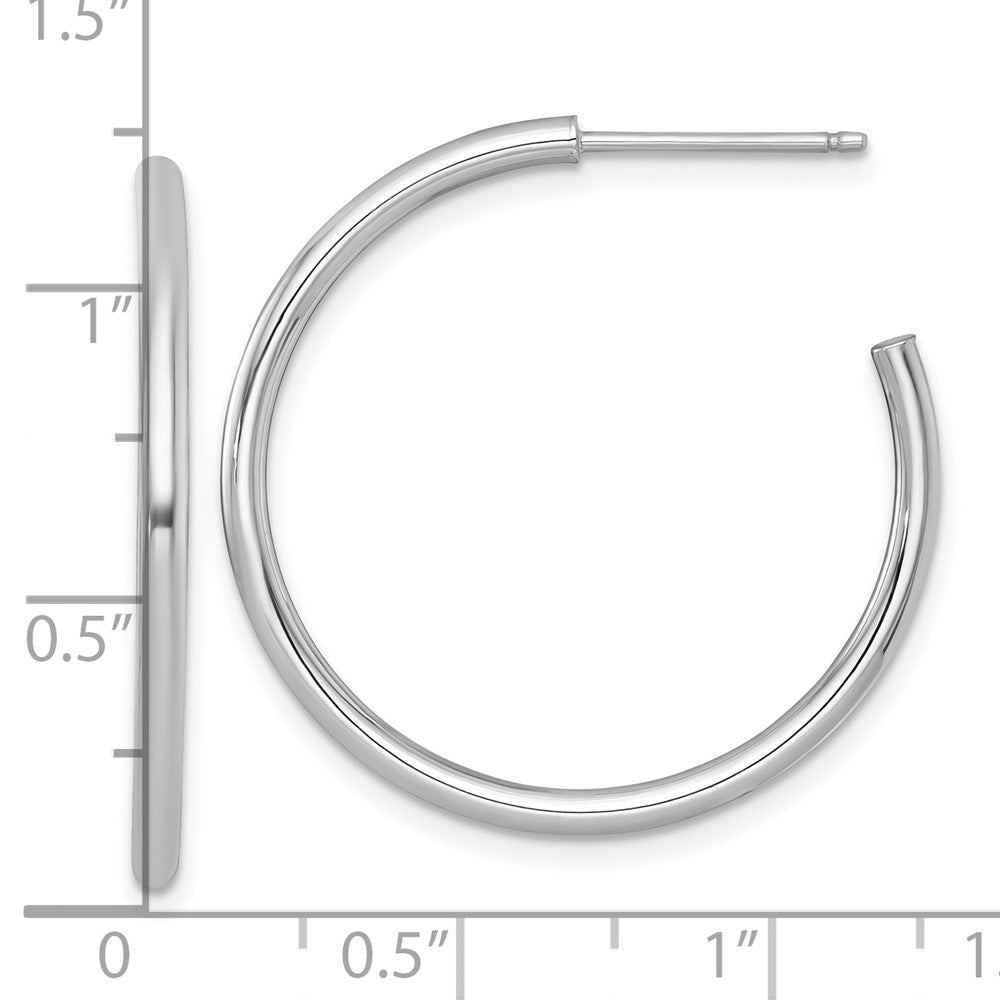 14K White Gold 2.0 X 30mm Polished Post Hoop Earrings