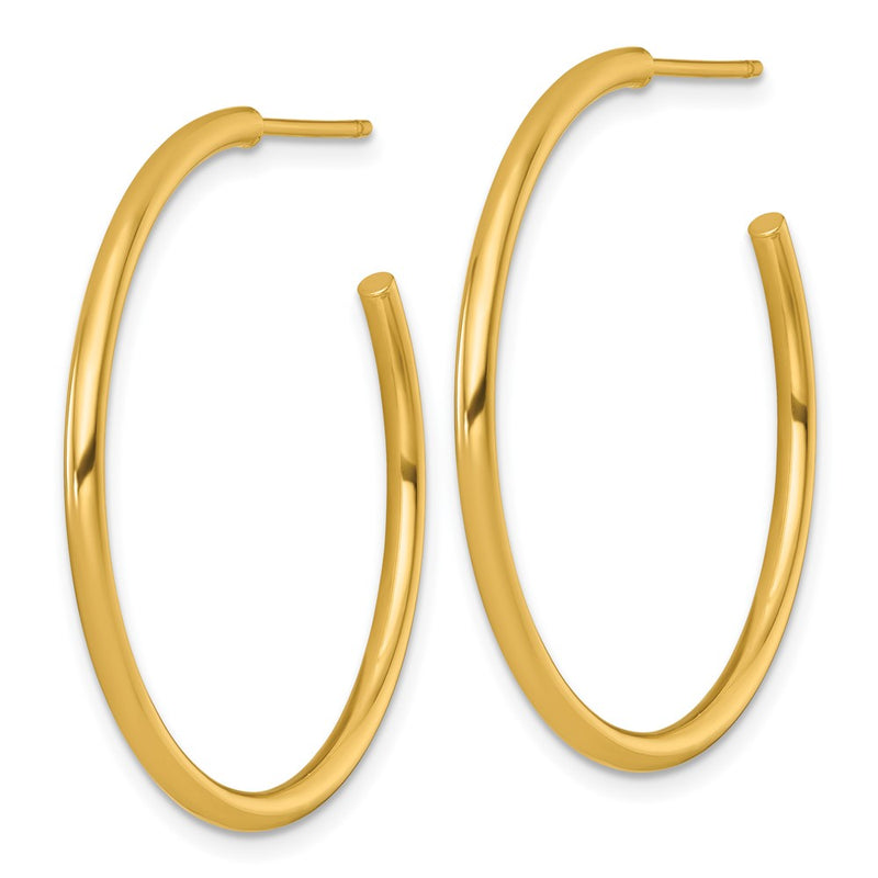 14K Yellow Gold 2.0 X 35mm Polished Post Hoop Earrings