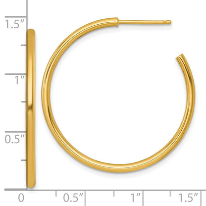 14K Yellow Gold 2.0 X 35mm Polished Post Hoop Earrings