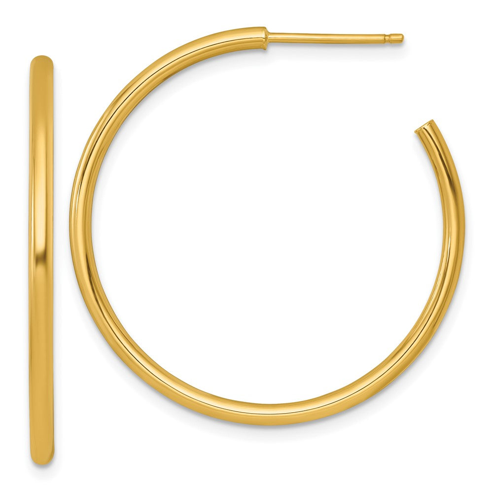14K Yellow Gold 2.0 X 35mm Polished Post Hoop Earrings