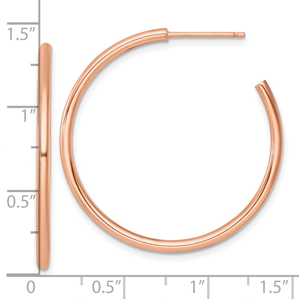 14K Rose Gold 2.0 X 35mm Polished Post Hoop Earrings
