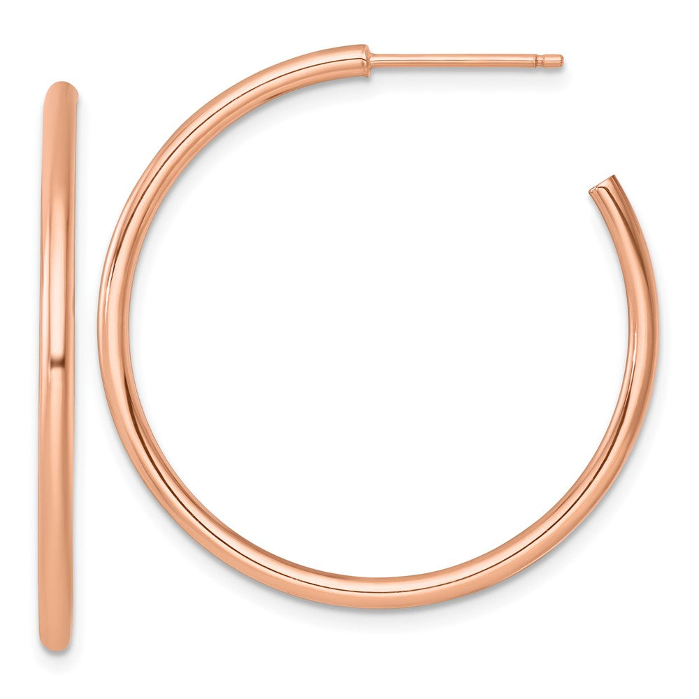 14K Rose Gold 2.0 X 35mm Polished Post Hoop Earrings